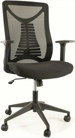 Scaun birou Q-330, negru, stofa/plasa, 62x48x103/113 cm