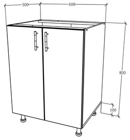 Corp haaus Karo, 2 Usi, Lemn Natural/Alb, 60 x 50 x 80 cm