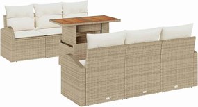 vidaXL Set de canapele pentru grădină 7 pcs Bej Rattan poli