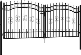 vidaXL Poartă de gard Kampen cu vârf tip suliță, negru, 302x125 cm, oțel