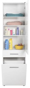 Dulap Baie cu cos de rufe Adore Diamond, usa reversibila, sertar, Alb Lucios, 52 x 38 x 187 cm