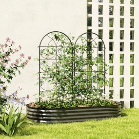 Outsunny Suport pentru plante agățătoare cu modele de păsări set de 2 spalieri de grădină pentru legume viță flori metal 50 x 120 cm negru | Aosom Romania