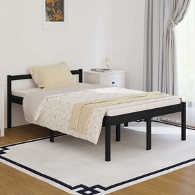 810588 vidaXL Cadru de pat mic dublu 4FT, negru, 120x190 cm, lemn masiv
