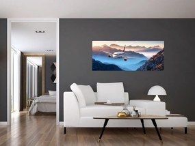 Tablou - Avion peste crestele montane (120x50 cm)