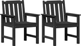 vidaXL Scaun de dining pentru grădină. 2 pcs Negru 65,5 x 59 x 88 cm