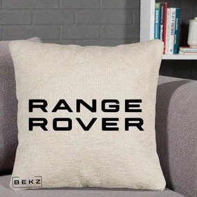 Perna Personalizata cu emblema Range Rover, 40x40 cm, Bej Canapea, Husa Detasabila, Perna Inclusa, BEKZ®