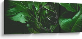 Tablou - Frunze de palmier (cu ceas) (90x30 cm)