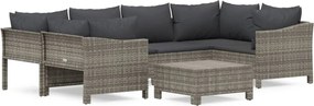 vidaXL Set mobilier de grădină cu perne, 7 piese, gri, poliratan