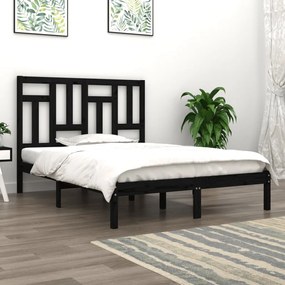 Cadru de pat dublu 4FT6, negru, 135x190 cm, lemn masiv Negru, 135 x 190 cm