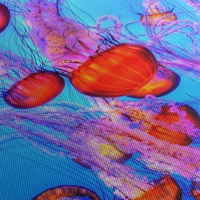 Tablou cu meduse în mare (cu ceas) (90x30 cm)