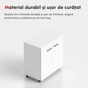 HOMCOM Comodă TV cu Roți Incluse, pentru Living sau Dormitor, 60x35x65 cm, Alb | Aosom Romania