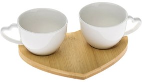 Set de 2 cești din porțelan cu suport Hearts