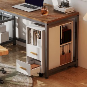 HOMCOM Suport pentru imprimantă Masă pentru imprimantă cu raft reglabil, roți pentru fax scanner 60 x 30 x 65 cm Alb | Aosom Romania