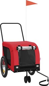 vidaXL Remorcă bicicletă animale companie, roșu/negru, oxford/fier