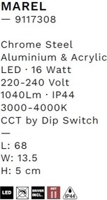 Aplica de perete LED baie IP44 MAREL crom