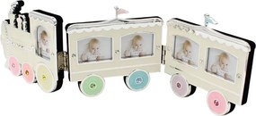 Ramă Foto Copii AZAY Tip Tren, 5x5 cm, Ramă Foto Multiplu Bebe, Decor Cameră Copil, Cadou Nou-Născut, Cutie Cadou Inclusă