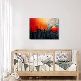 Tablou pe sticlă - Pictura abstractă a orașului (70x50 cm)