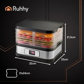 Uscător electric de ciuperci și fructe cu afișaj LCD - 400 W