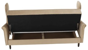 Canapea extensibilă, material textil bej auriu, COLUMBUS