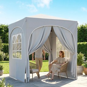 Outsunny Gazebo Pliabil 2 x 2 m, Pavilion de Grădină Portabil UPF50+ cu 4 Pereți Laterali, Înălțime Reglabilă, Geantă de Transport pentru Petreceri, Evenimente, Camping, Gri Deschis | Aosom Romania