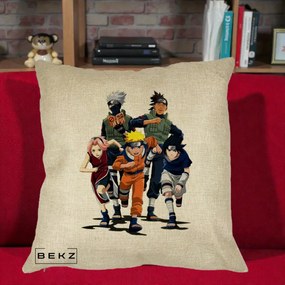 Perna Personalizata Naruto Echipa 7 Kakashi Sensei, 40x40 cm, Crem, Husa Detasabila, Perna Inclusa, BEKZ®