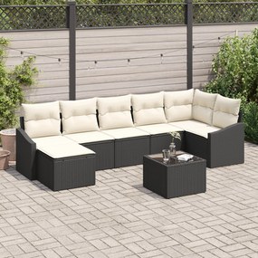 vidaXL Set de canapele pentru grădină 8 pcs Negru Rattan poli