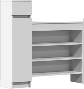 vidaXL Pantofar, alb, 100,5x28x100 cm, lemn prelucrat