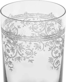 Pahar de long drink din sticlă, transparent, cu model în spirală gravat, 300 ml, 14,5 x 6,5 cm, „Joséphine”