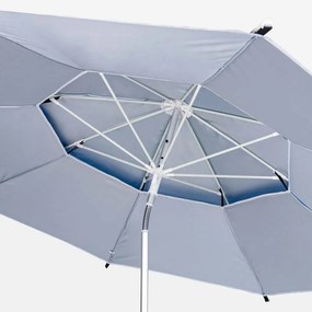 Umbrela de plaja Muhler 22511008629, Ø190 cm, Inaltime 203 cm, 8 spite din fibră de sticla, Inclinare reglabilă, protecție UV UPF 50+, Albastru