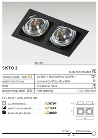 Spot incastrabil directionabil de tavan/plafon SISTO 2 ALU