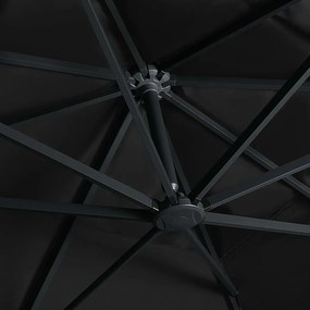 Umbrela suspendata cu LED si stalp aluminiu negru 400x300 cm Negru, 400 x 300 cm