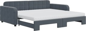 vidaXL Pat de zi cu extensie și saltele, gri închis 100x200 cm catifea
