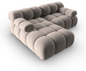 Colțar modular maro deschis cu tapițerie din catifea (cu colț pe partea stângă ) Bellis – Micadoni