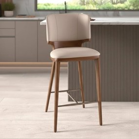 Scaun de bar din lemn si piele sintetica Cream