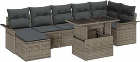 vidaXL Set de canapele pentru grădină cu pernă 8 pcs Gri Rattan poli