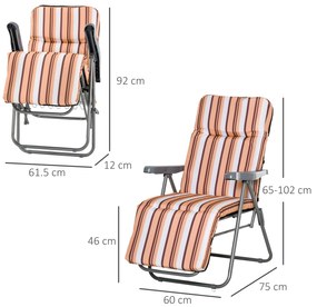 Outsunny Set de 2 Scaune pentru Exterior, Confortabile cu Pernă Căptușită, Design Modern, 60x75x102 cm, Portocaliu | Aosom Romania