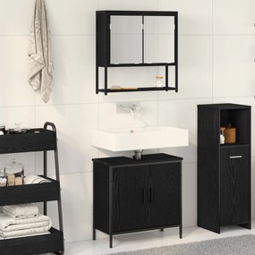 vidaXL Set de mobilier pentru baie 2 piese în stejar negru din lemn prelucrat