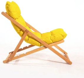 Șezlong de grădină galben/fag