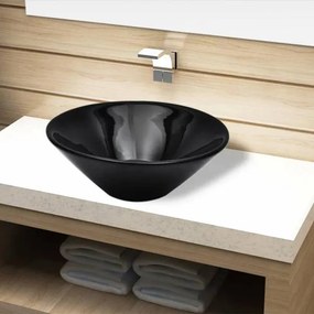 vidaXL Chiuvetă ceramică pentru baie, rotundă, neagră