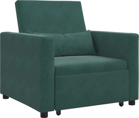 vidaXL Canapea extensibilă single Verde închis 90 x 165 x 87 cm