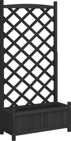 vidaXL Jardinieră cu spalier, negru, lemn masiv de brad