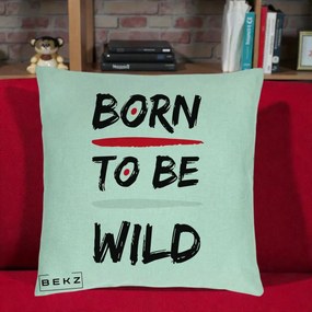 Perna Decorativa Born To Be Wild, 40x40 cm, Verde Menta, Husa Detasabila, Perna Inclusa, BEKZ®
