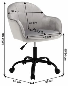 SCA607 - Fotoliu birou cu roti, scaun tapitat, scaun masuta toaleta, machiaj - Gri-Negru