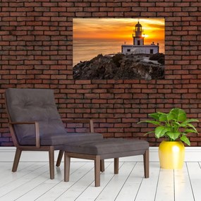 Tablou cu far în apus de soare (90x60 cm)