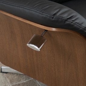 HOMCOM Fotoliu relax cu suport pentru picioare, fotoliu de relaxare cu spătar înclinabil, tetieră reglabilă, 80x84x108 cm, negru | Aosom Romania