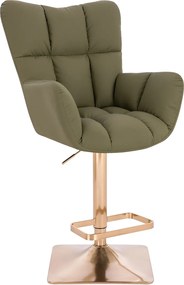 HR650KW Scaun Khaki Piele Ecologica Premium Soft cu Bază Aurie