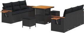 vidaXL Set de canapele pentru grădină cu pernă 9 pcs Negru