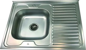 Chiuveta inox Inter Ceramic Alpaca cu o cuva cu picurator dreapta finisaj inox satinat 86x60 cm