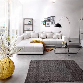 Canapea extensibilă dumonde cu 2 lăzi de depozitare si sezut confortabil din spuma high-density, Verona Loft White 310x100 cm cu taburet inclus