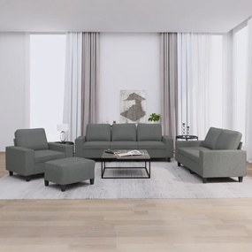 vidaXL Set de canapele, 4 piese, gri închis, material textil